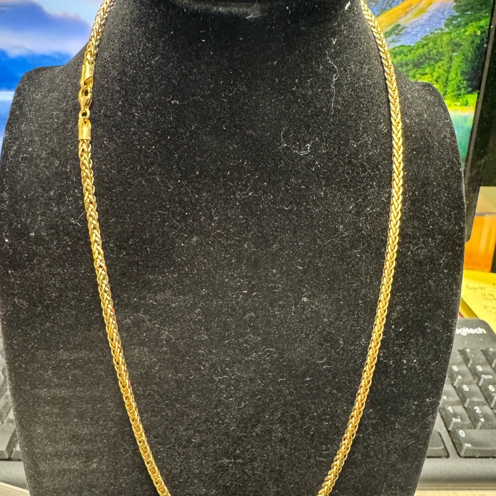 18K SOLID GOLD FOXTAIL  Chain Necklace 20 inches & 9.4 grams